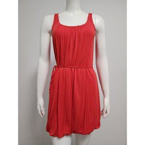 Velvet orange sleeveless mini shirt dress M